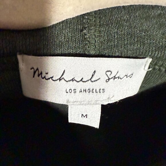 Michael Stars Long Sleeve Pullover Hoodie Womens Medium Gray Green Everyday - Picture 5 of 5